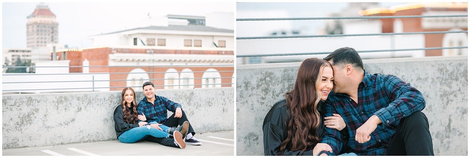 Couple cuddling on rooftop - image by GunnShot Photography