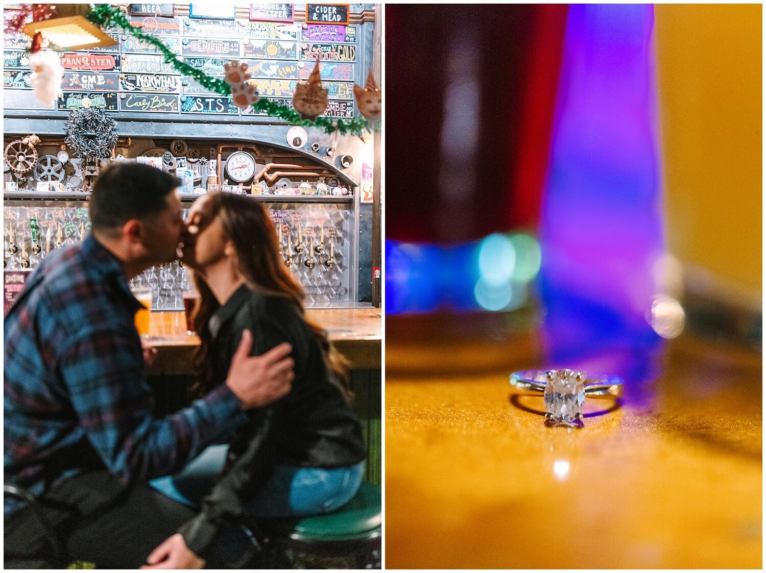 Couple kissing at Goldsteins Fresno - image by GunnShot Photography