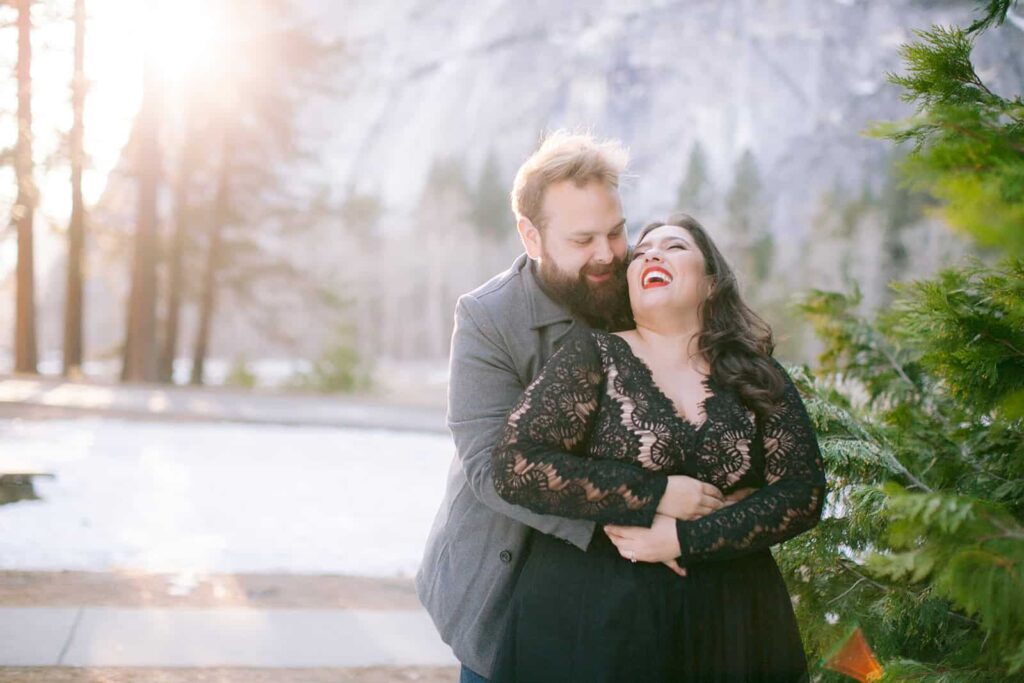 Yosemite Proposal  in Yosemite National Park during Winter time. 